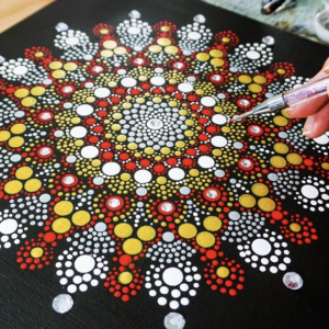 Acryl: dotpainting op canvas